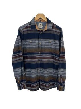 Kolby Flannel Button Down Shirt Mens M Blue Multicolour Stripe Thick Cotton EUC